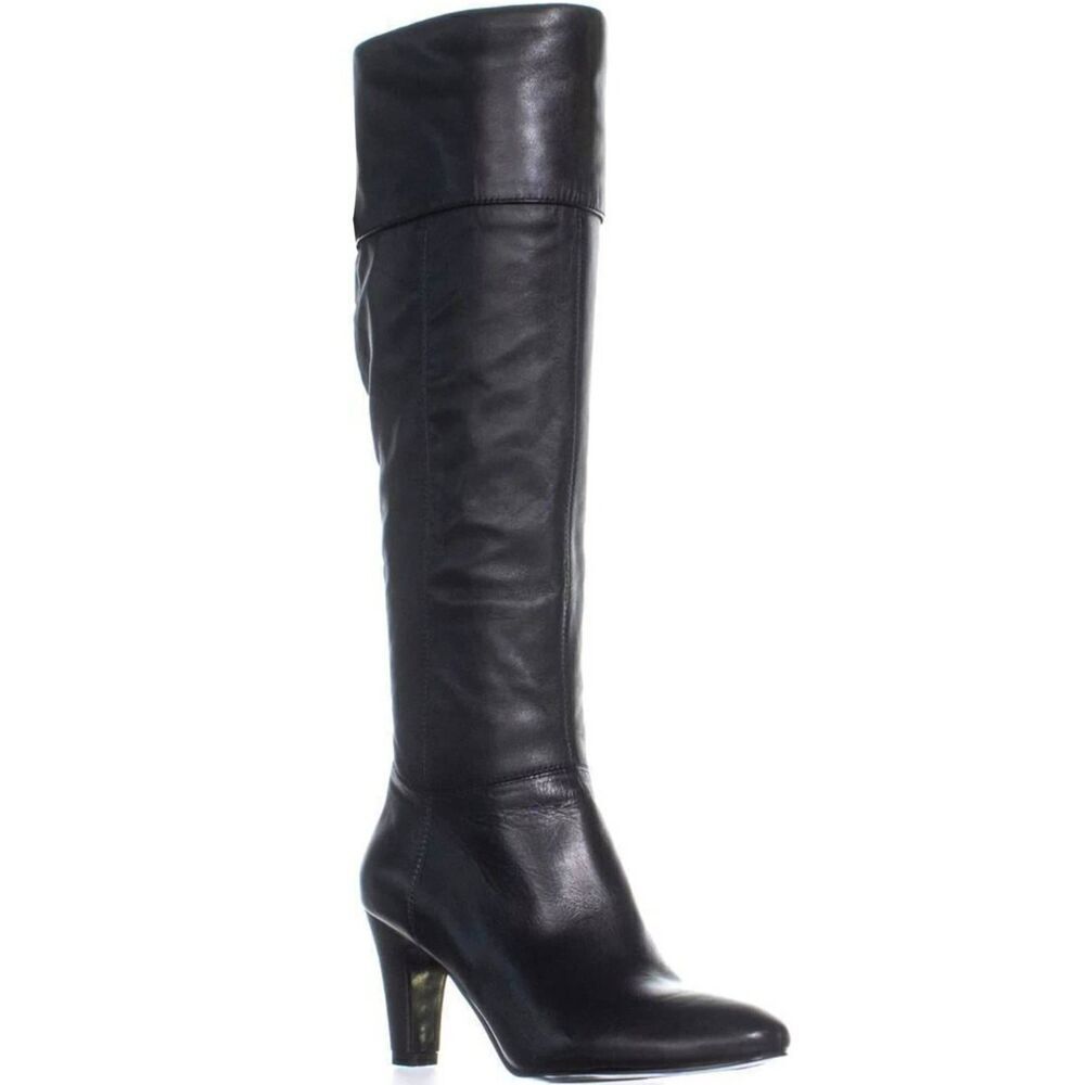 MAX DE CARLO Italian Made Black Leather Knee High Boot Size 9B